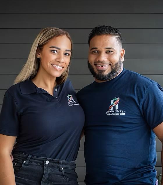 Hamlet Vasquez, owner of Hamlet's Painting & Renovations, with his wife Iris