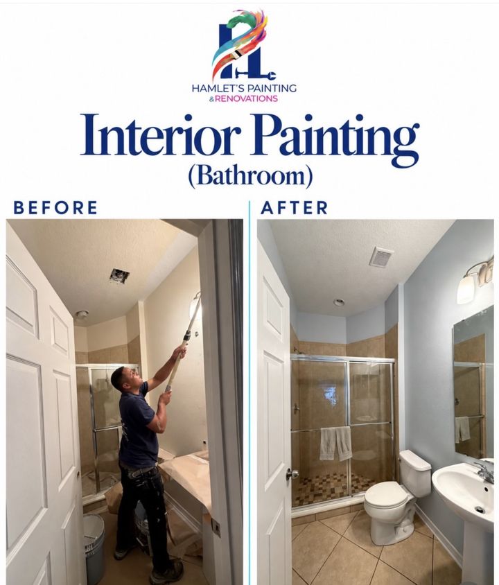 Bathroom interior painting before and after